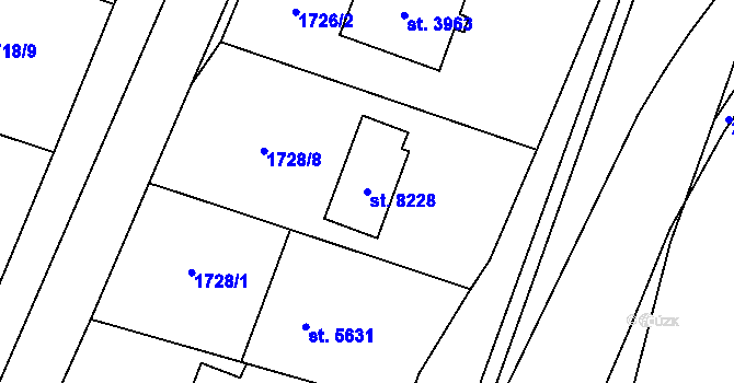 Parcela st. 8228 v KÚ Zlín, Katastrální mapa