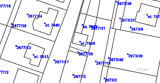 Parcela st. 7908 v KÚ Zlín, Katastrální mapa