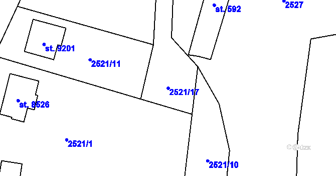 Parcela st. 2521/17 v KÚ Zlín, Katastrální mapa