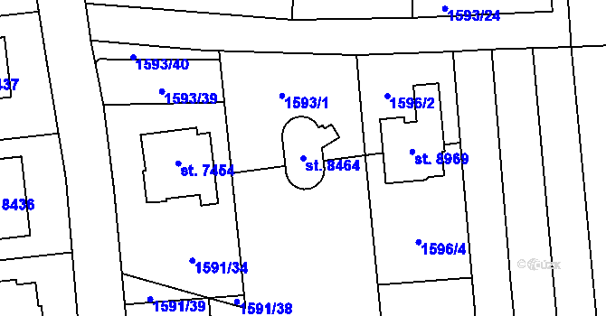 Parcela st. 8464 v KÚ Zlín, Katastrální mapa