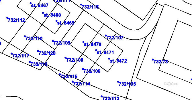 Parcela st. 8471 v KÚ Zlín, Katastrální mapa