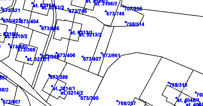 Parcela st. 673/961 v KÚ Zlín, Katastrální mapa