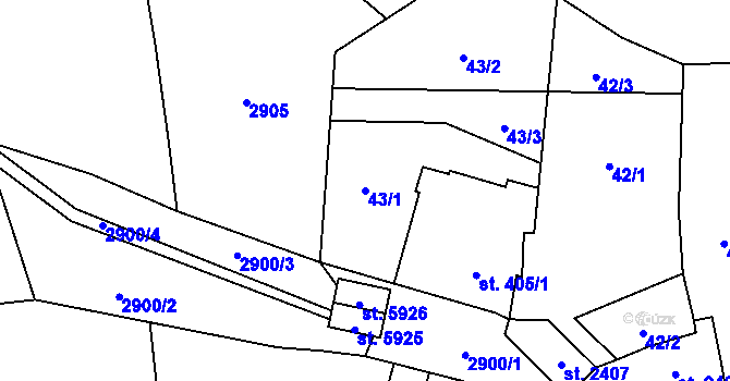 Parcela st. 43/1 v KÚ Zlín, Katastrální mapa