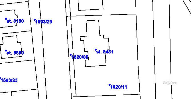 Parcela st. 8481 v KÚ Zlín, Katastrální mapa