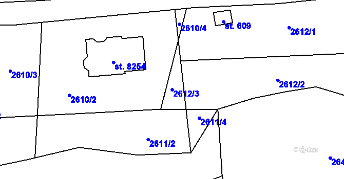 Parcela st. 2612/3 v KÚ Zlín, Katastrální mapa