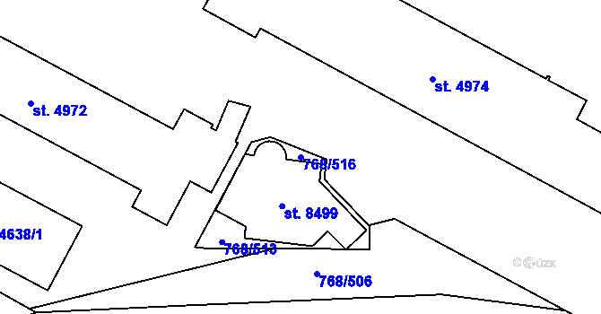 Parcela st. 768/516 v KÚ Zlín, Katastrální mapa