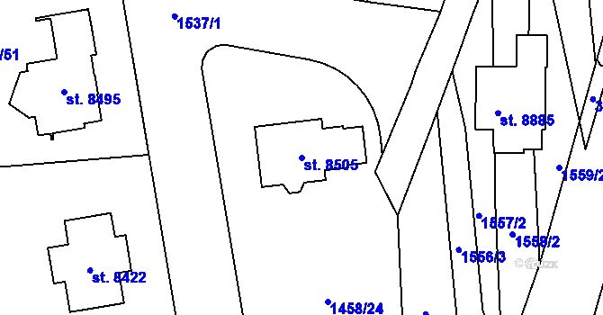 Parcela st. 8505 v KÚ Zlín, Katastrální mapa