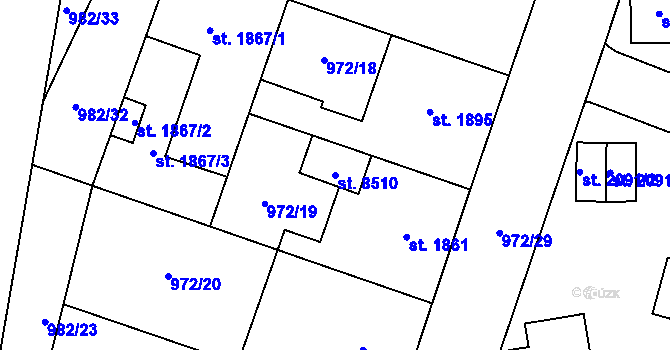 Parcela st. 8510 v KÚ Zlín, Katastrální mapa