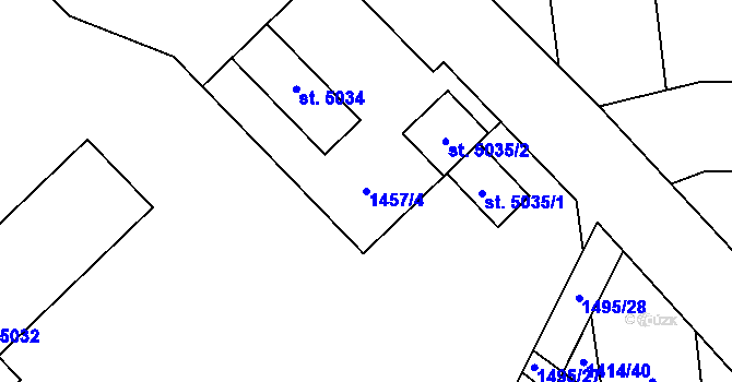 Parcela st. 1457/4 v KÚ Zlín, Katastrální mapa