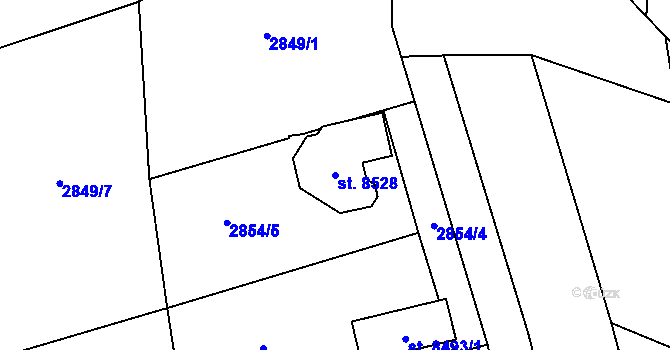 Parcela st. 8528 v KÚ Zlín, Katastrální mapa