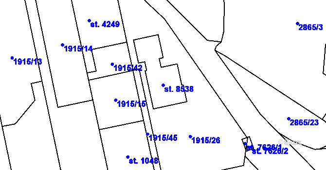 Parcela st. 8538 v KÚ Zlín, Katastrální mapa