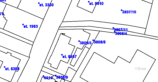 Parcela st. 3808/5 v KÚ Zlín, Katastrální mapa