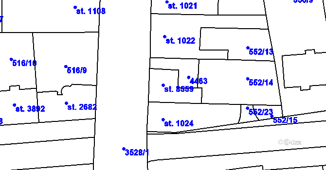 Parcela st. 8559 v KÚ Zlín, Katastrální mapa