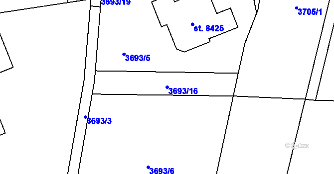 Parcela st. 3693/16 v KÚ Zlín, Katastrální mapa