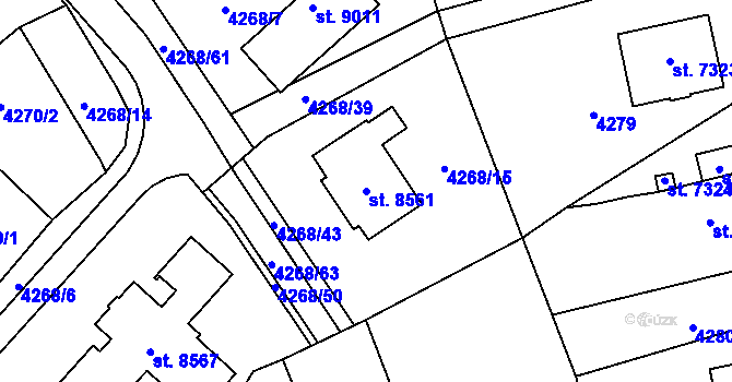 Parcela st. 8561 v KÚ Zlín, Katastrální mapa