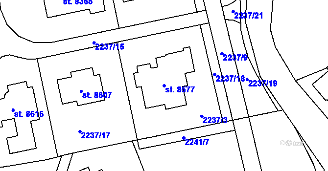 Parcela st. 8577 v KÚ Zlín, Katastrální mapa