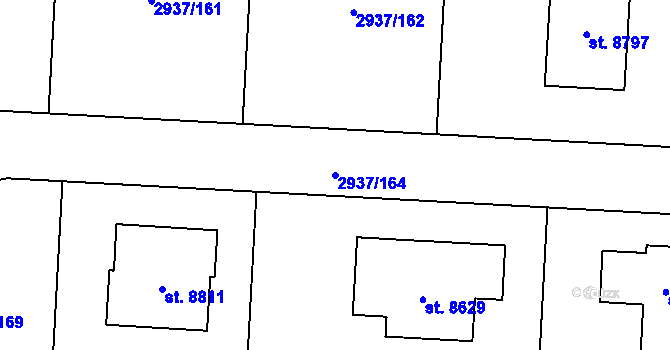 Parcela st. 2937/164 v KÚ Zlín, Katastrální mapa