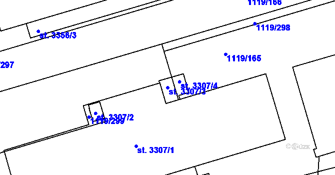 Parcela st. 3307/3 v KÚ Zlín, Katastrální mapa