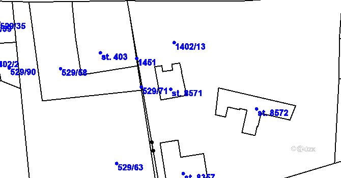 Parcela st. 8571 v KÚ Zlín, Katastrální mapa
