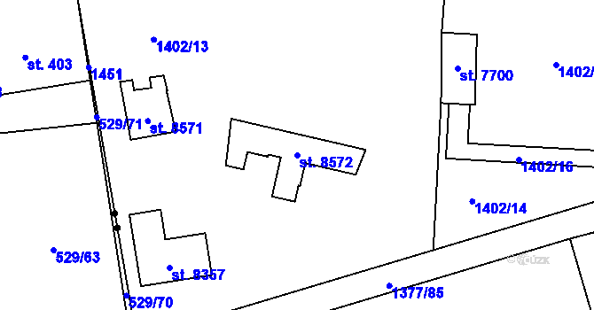 Parcela st. 8572 v KÚ Zlín, Katastrální mapa