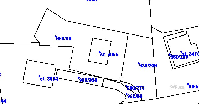 Parcela st. 9065 v KÚ Zlín, Katastrální mapa