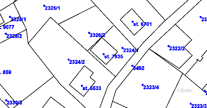 Parcela st. 7935 v KÚ Zlín, Katastrální mapa