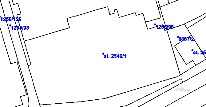 Parcela st. 2549/1 v KÚ Zlín, Katastrální mapa