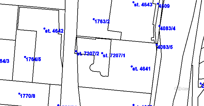 Parcela st. 7207/1 v KÚ Zlín, Katastrální mapa