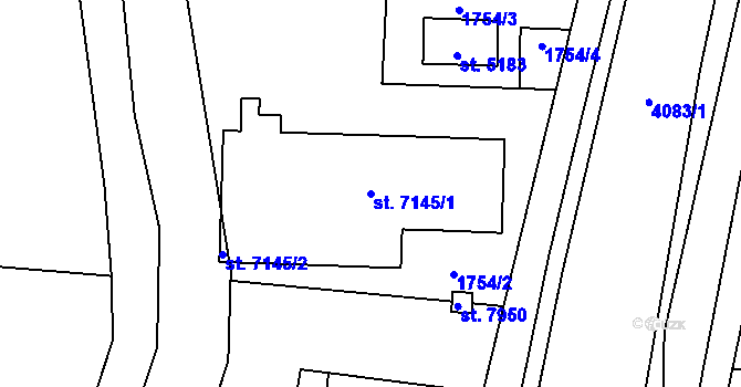 Parcela st. 7145/1 v KÚ Zlín, Katastrální mapa