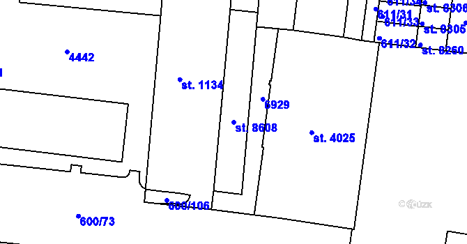 Parcela st. 8608 v KÚ Zlín, Katastrální mapa