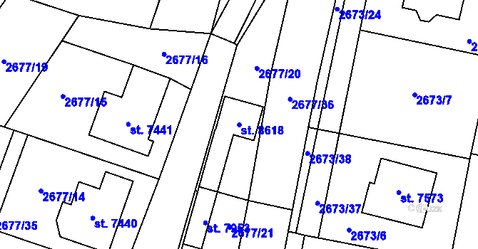 Parcela st. 8618 v KÚ Zlín, Katastrální mapa