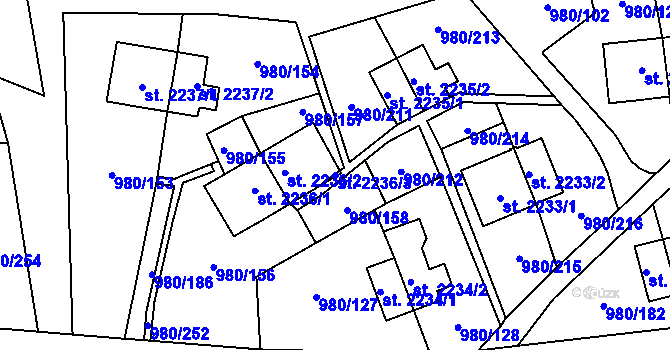 Parcela st. 2236/3 v KÚ Zlín, Katastrální mapa