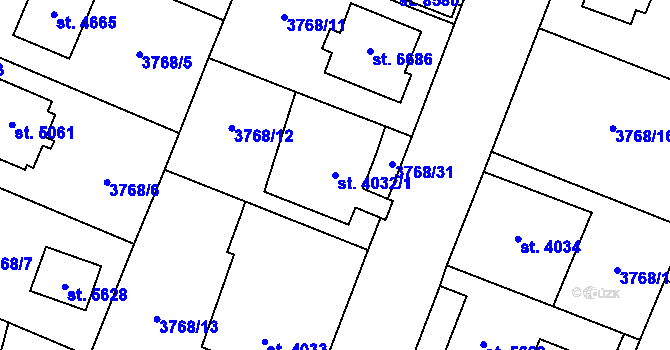 Parcela st. 4032/1 v KÚ Zlín, Katastrální mapa