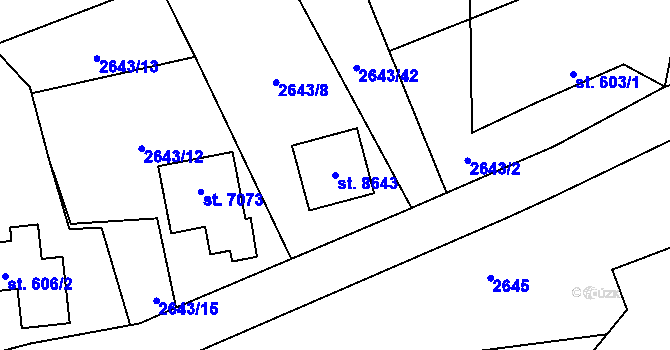 Parcela st. 8643 v KÚ Zlín, Katastrální mapa