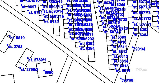 Parcela st. 6293 v KÚ Zlín, Katastrální mapa