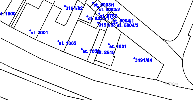 Parcela st. 8645 v KÚ Zlín, Katastrální mapa