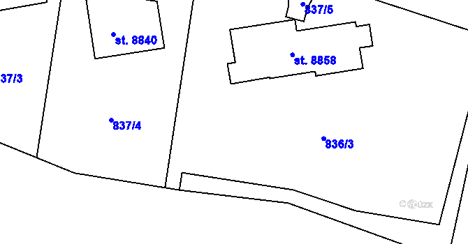 Parcela st. 836/4 v KÚ Zlín, Katastrální mapa