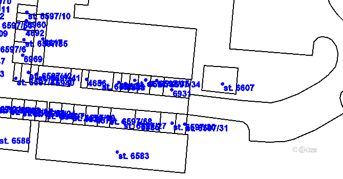 Parcela st. 6931 v KÚ Zlín, Katastrální mapa
