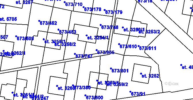 Parcela st. 673/965 v KÚ Zlín, Katastrální mapa