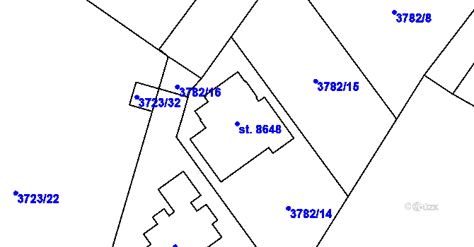 Parcela st. 8648 v KÚ Zlín, Katastrální mapa
