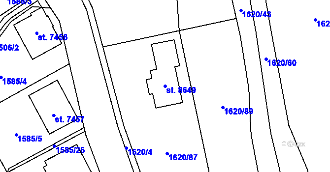 Parcela st. 8649 v KÚ Zlín, Katastrální mapa