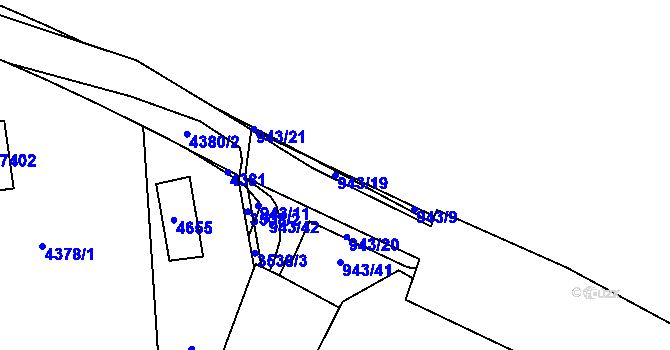 Parcela st. 943/19 v KÚ Zlín, Katastrální mapa
