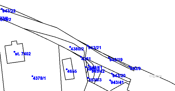 Parcela st. 943/21 v KÚ Zlín, Katastrální mapa