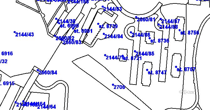 Parcela st. 2144/79 v KÚ Zlín, Katastrální mapa