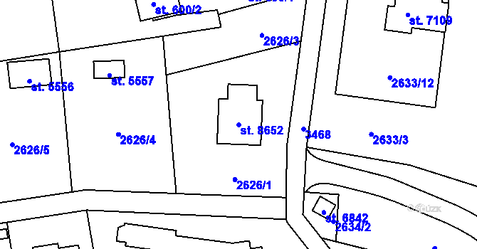 Parcela st. 8652 v KÚ Zlín, Katastrální mapa