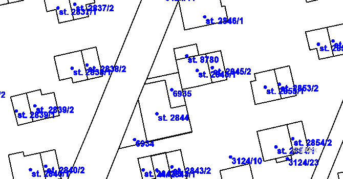 Parcela st. 6935 v KÚ Zlín, Katastrální mapa