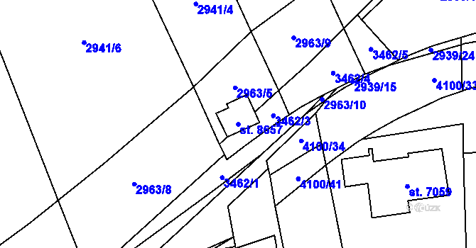Parcela st. 8657 v KÚ Zlín, Katastrální mapa
