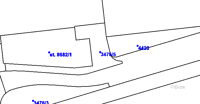 Parcela st. 3476/5 v KÚ Zlín, Katastrální mapa
