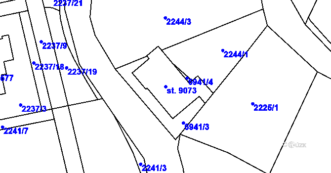 Parcela st. 9073 v KÚ Zlín, Katastrální mapa