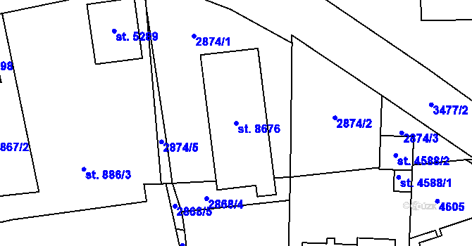 Parcela st. 8676 v KÚ Zlín, Katastrální mapa